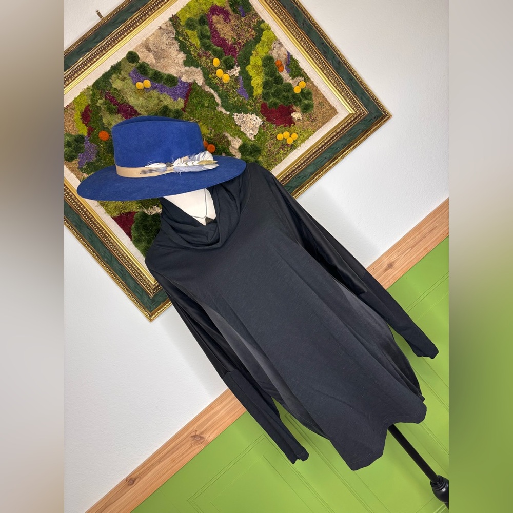 Johnny Was Pete & Greta Cowl Neck Long Sleeve Black Tunic Silk